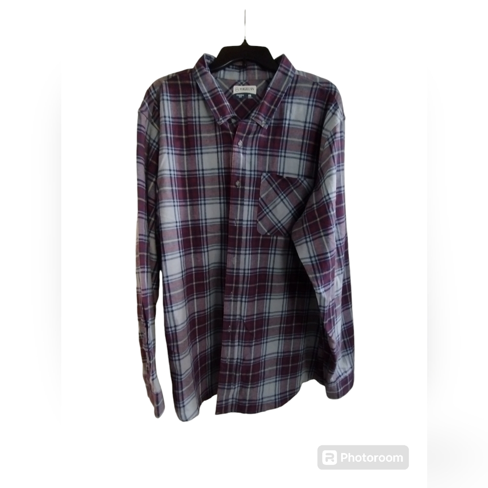 NWOT Magellan Outdoors Canyon Creek Burgundy & Blue Classic Fit flannel 2XL - Picture 2 of 7